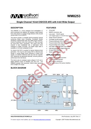 WM8253-6190-DS20-M-S datasheet  